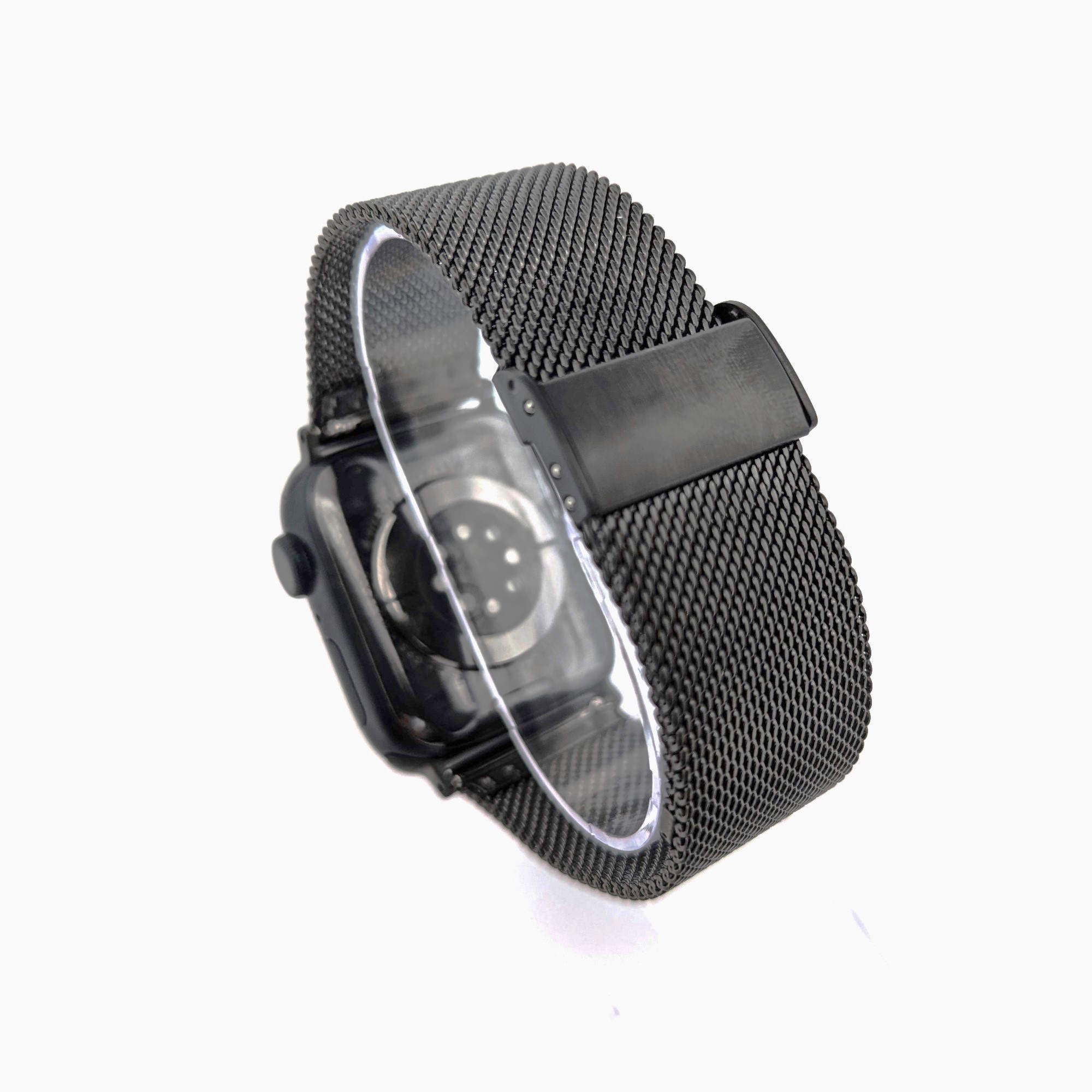 Pasek Opaska Bransoleta Mesh Metalowa z klamrą Czarny do Apple Watch 3 4 5 6 7 8 9 SE 38/40/41mm - zdjęcie 22